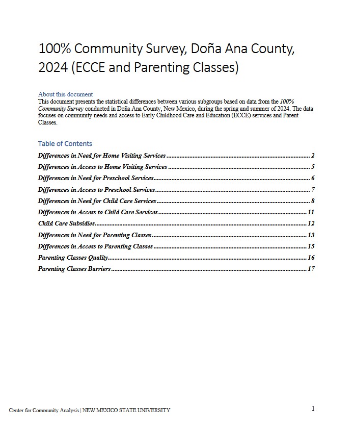 Click here to see ECE Differences by Subgroup - 100% Community Doña Ana 2024