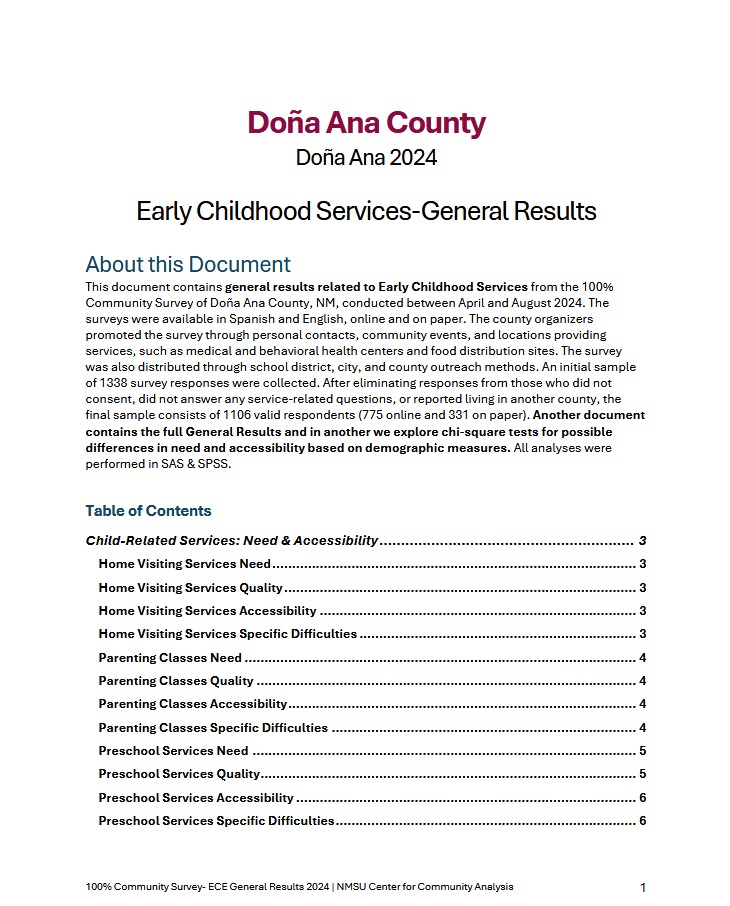 Click here to see Early Childhood and Related General Report - 100% Community Doña Ana 2024