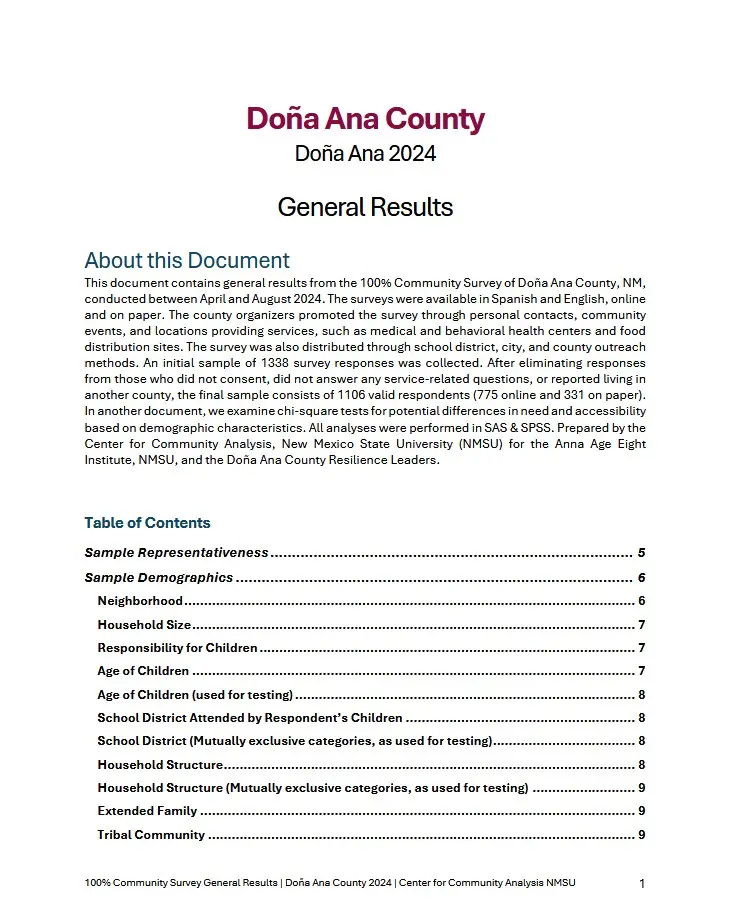 Click here to see the Full 100% Community Survey General Report - Doña Ana - 2024