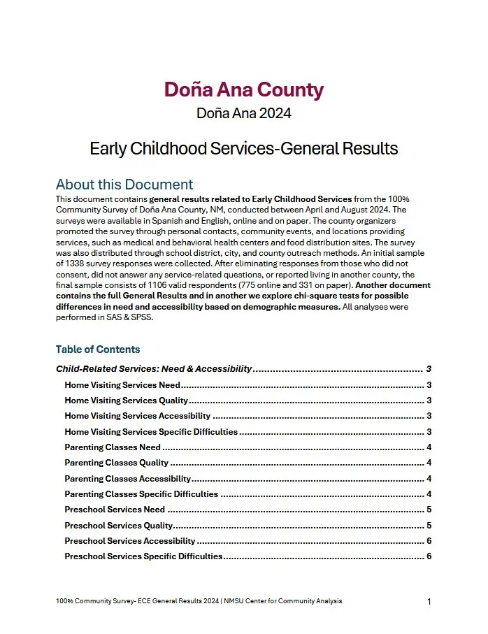 Click here to see Early Childhood and Related General Report - 100% Community Doña Ana 2024