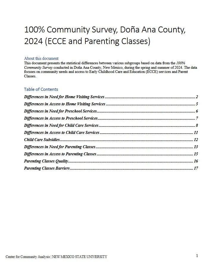 Click here to see ECE Differences by Subgroup - 100% Community Doña Ana 2024